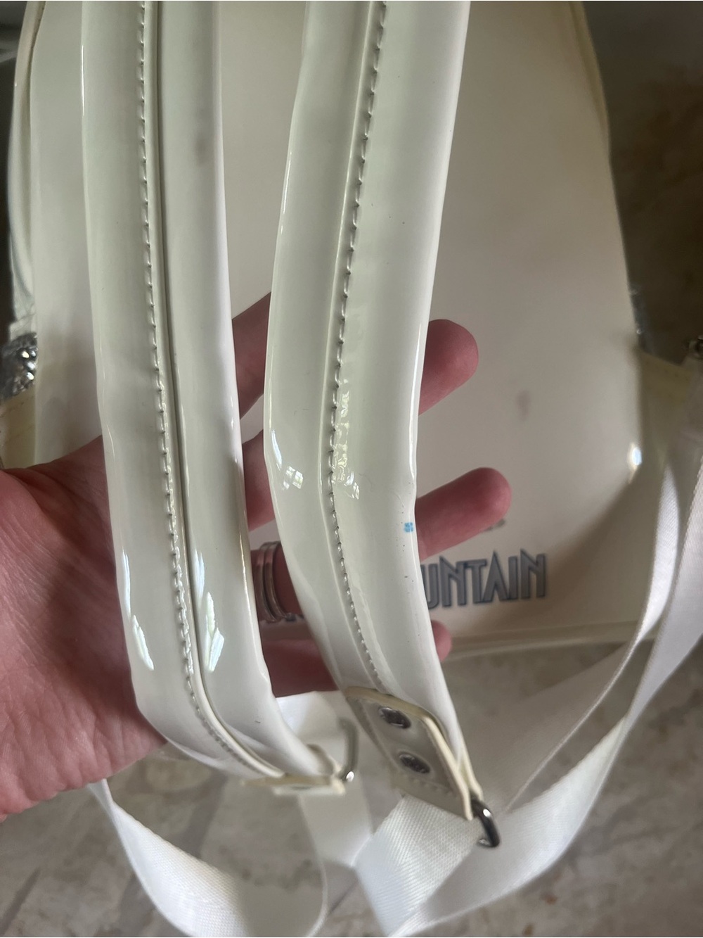 Loungefly White and Silver Mickey Ear Mini Backpack with Galaxy Pocket - Picture 10 of 14